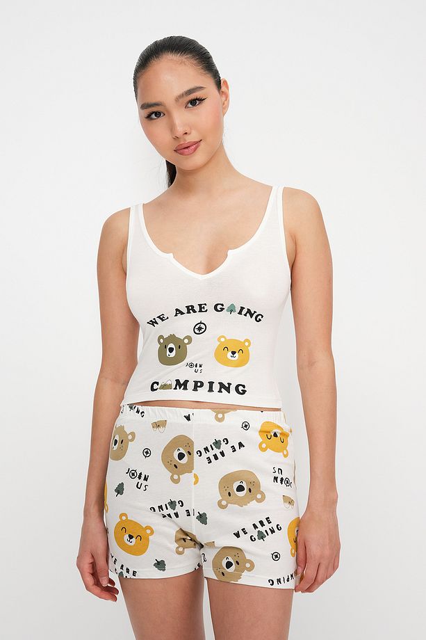 Ayıcık Baskılı Şortlu Pijama Takımı Ş102 - 6