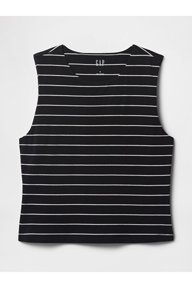 Kadın Siyah Baskılı Örme Jersey Atlet - 2