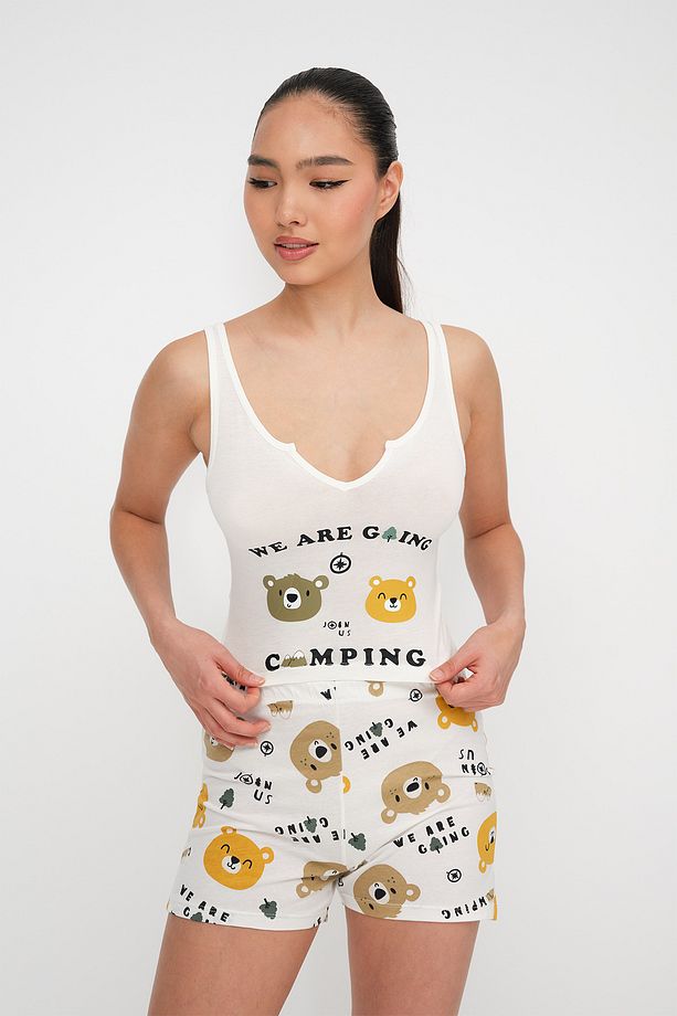 Ayıcık Baskılı Şortlu Pijama Takımı Ş102 - 4