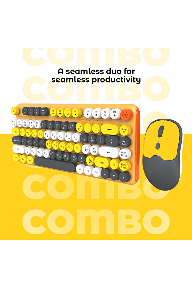 مجموعة لوحة مفاتيح لاسلكية بتقنية البلوتوث وماوس لاسلكي 2.4 جيجاهرتز - 4