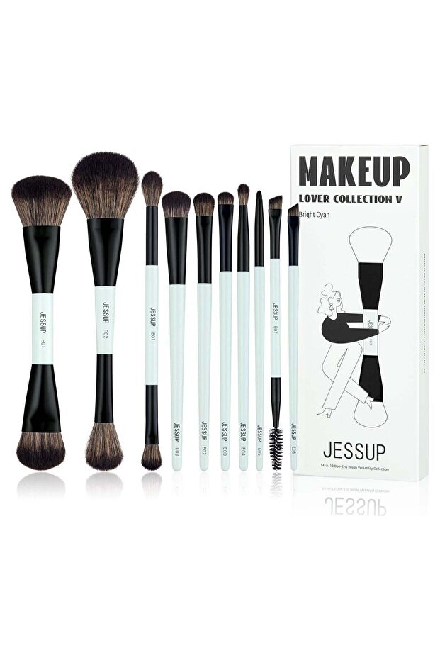 Makeup Brushes Set 10pcs, Double Sided Foundation Contour Blush Highlight Blending T500