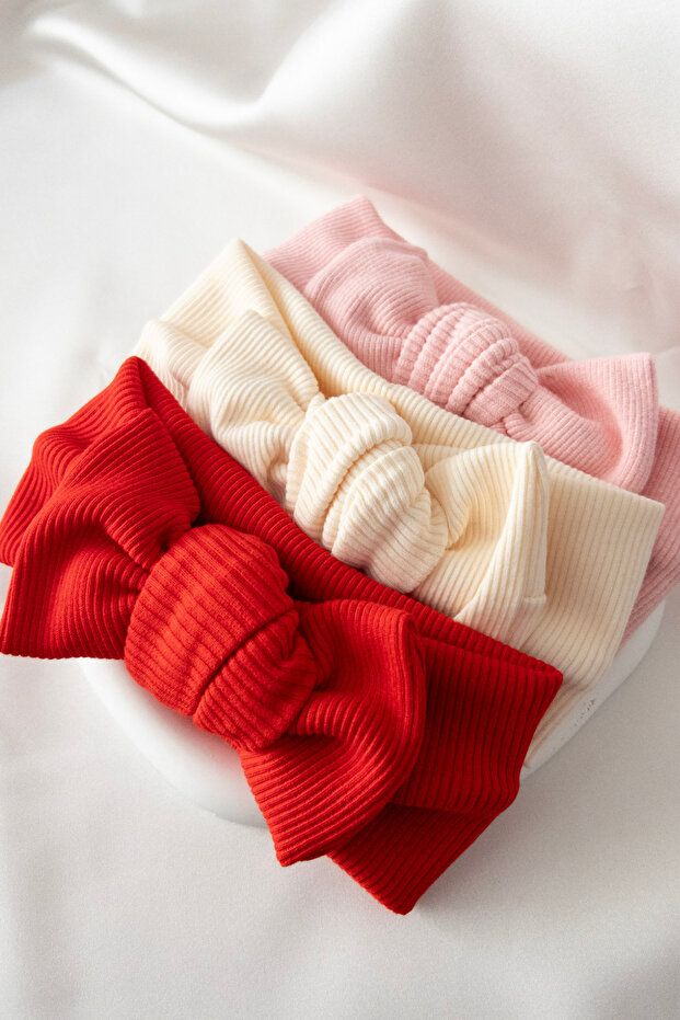 Handmade Bow Tied Soft Structured Set of 3 Baby Girl Headband Crown