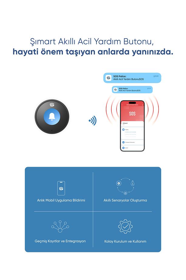 Akıllı Acil Yardım Butonu Yaşlı ve Hastalar İçin Tek Tuşla Bildirim - 2