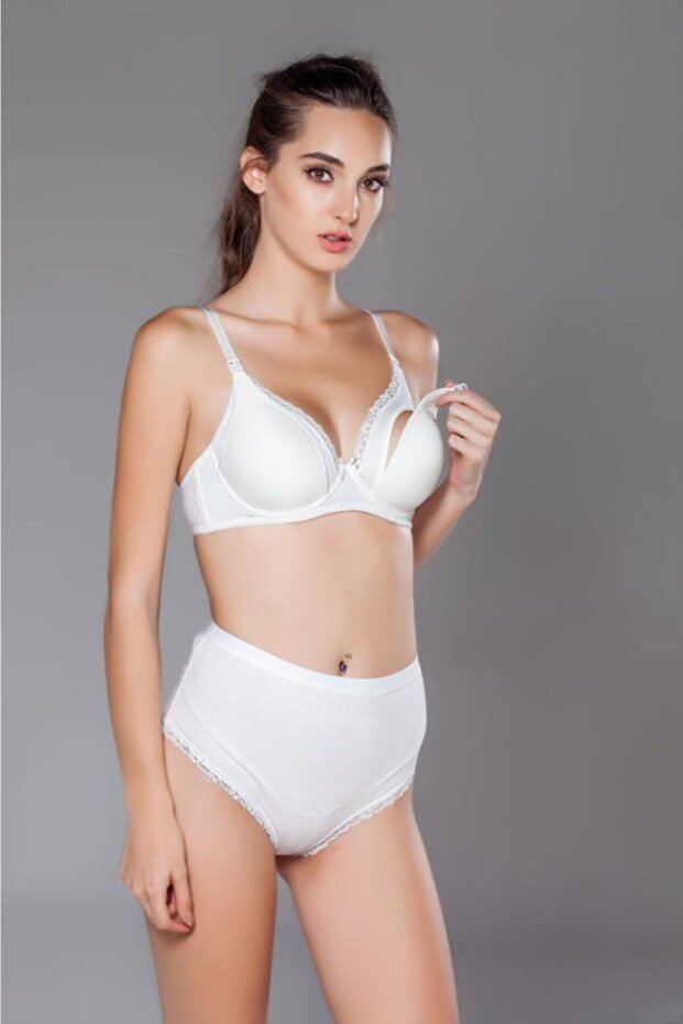 Women's White Front Opening Nursing Bra Mml10879