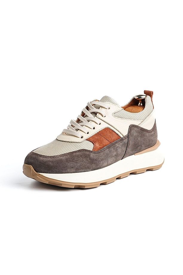Yelax Model Gerçek Deri El Yapımı Erkek Vizon Sneaker Ayakkabı - 3