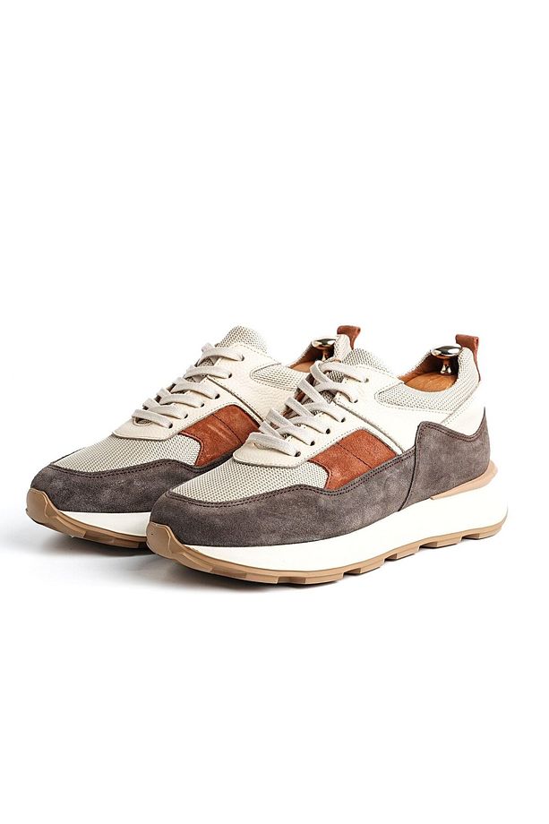 Yelax Model Gerçek Deri El Yapımı Erkek Vizon Sneaker Ayakkabı - 4