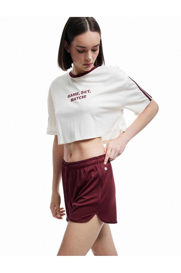 Yüksek Bel Rahat Kalıp Bağcıklı Mini Spor Şort - 2