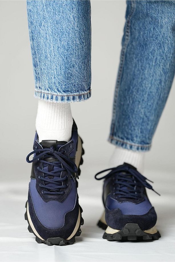 Sarasota Model Gerçek Deri El Yapımı Erkek Lacivert Sneaker Ayakkabı - Erkek Spor Ayakkabı - 3