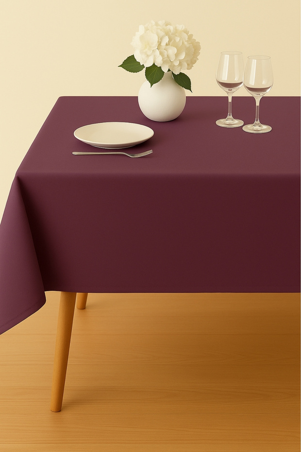 Luna Series Velvet Textured Table Cloth - Plum