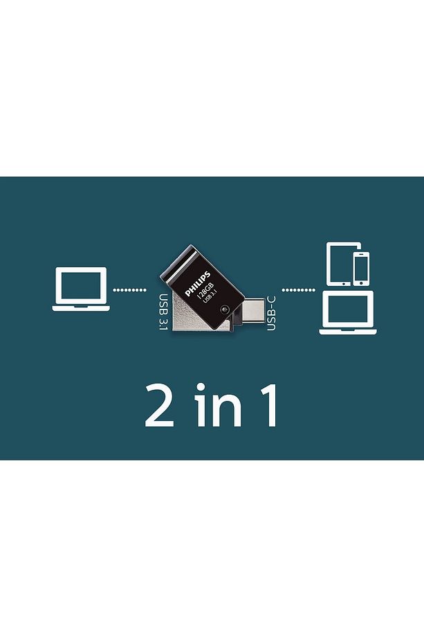 128 GB USB 3.1 & Type-C 2 si 1 Arada Çift Girişli Metal USB Bellek - 7