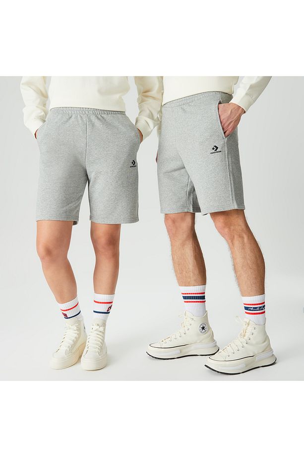 Go-to Embroidered Star Chevron Fleece Unisex Gri Şort - 3