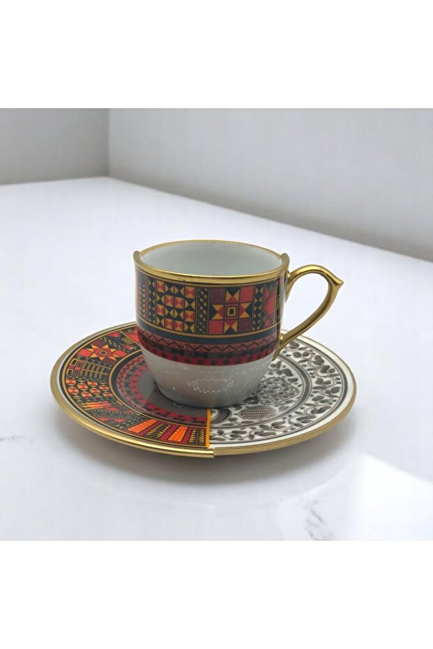 Patterned Coffee Cup Set for 6 People