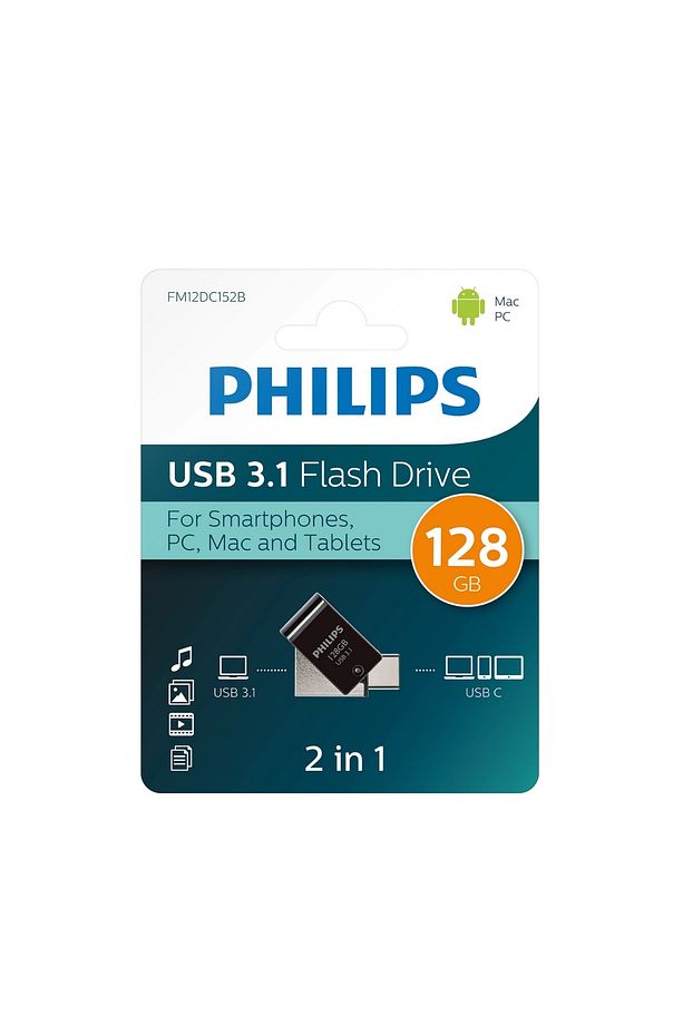 128 GB USB 3.1 & Type-C 2 si 1 Arada Çift Girişli Metal USB Bellek - 2