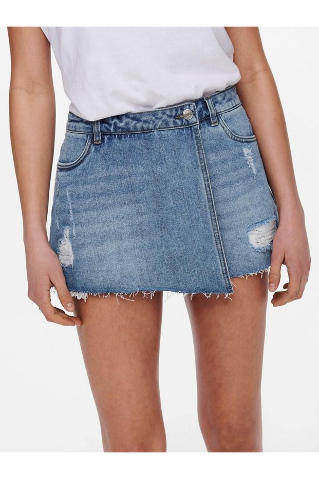 Onltexas Life Reg Denim Women's Shorts Skirt Light Blue - 15227220