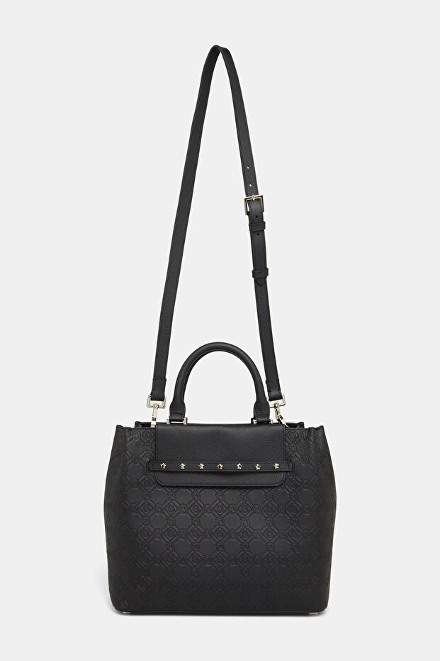 SİYAH MONOGRAM DERİ ÇANTA - 2