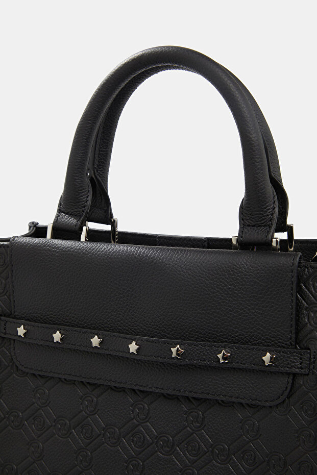 SİYAH MONOGRAM DERİ ÇANTA - 6