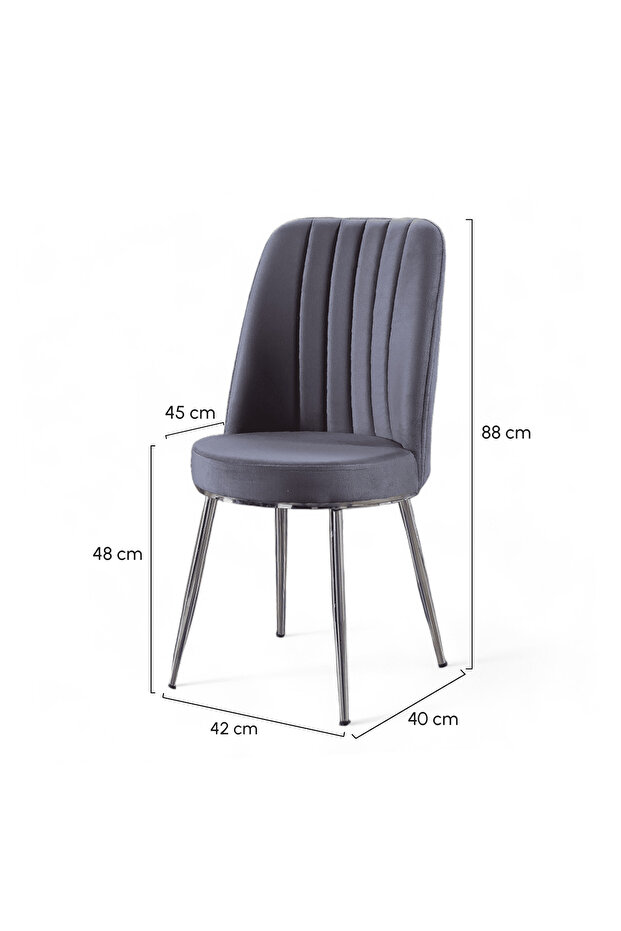 Gold Sandalye - Soho Fuşya Kumaş - Metal Krom Ayak - Mutfak Sandalyesi - Salon Sandalyesi - 4