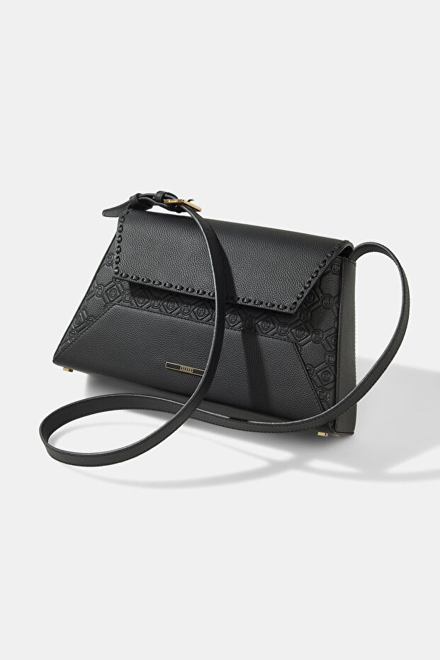 SİYAH MONOGRAM DERİ ÇANTA - 5