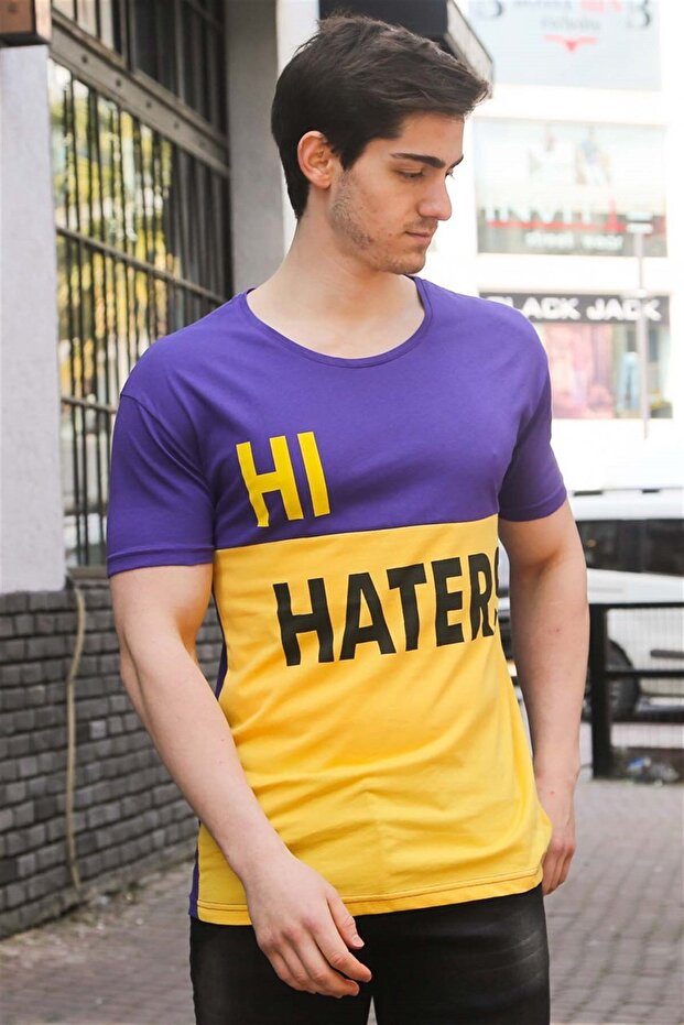 Color Block Printed Purple T-Shirt 3089