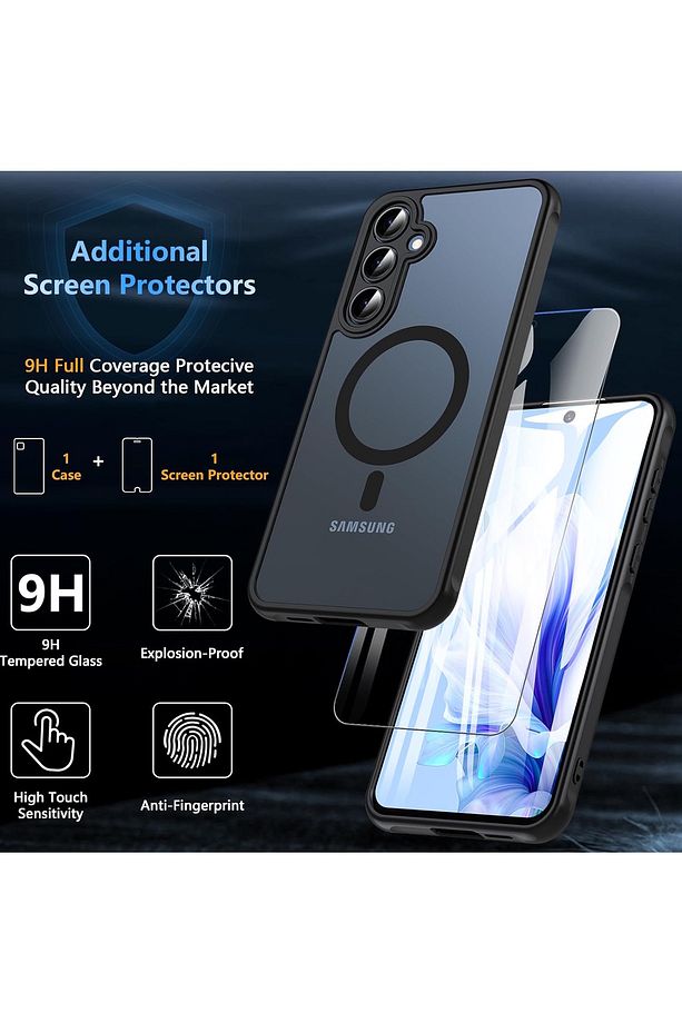 Samsung Galaxy A56 Kılıf Mat Magsafe Şarj Özellikli Renkli Yumuşak Kenarlı + Ekran Koruyucu Cam Set - 5