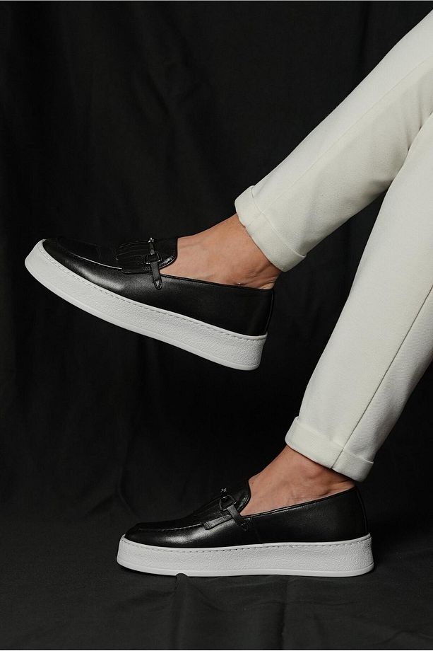 Hector Model Hakiki Deri El Yapımı Erkek Siyah Loafer Ayakkabı - 5