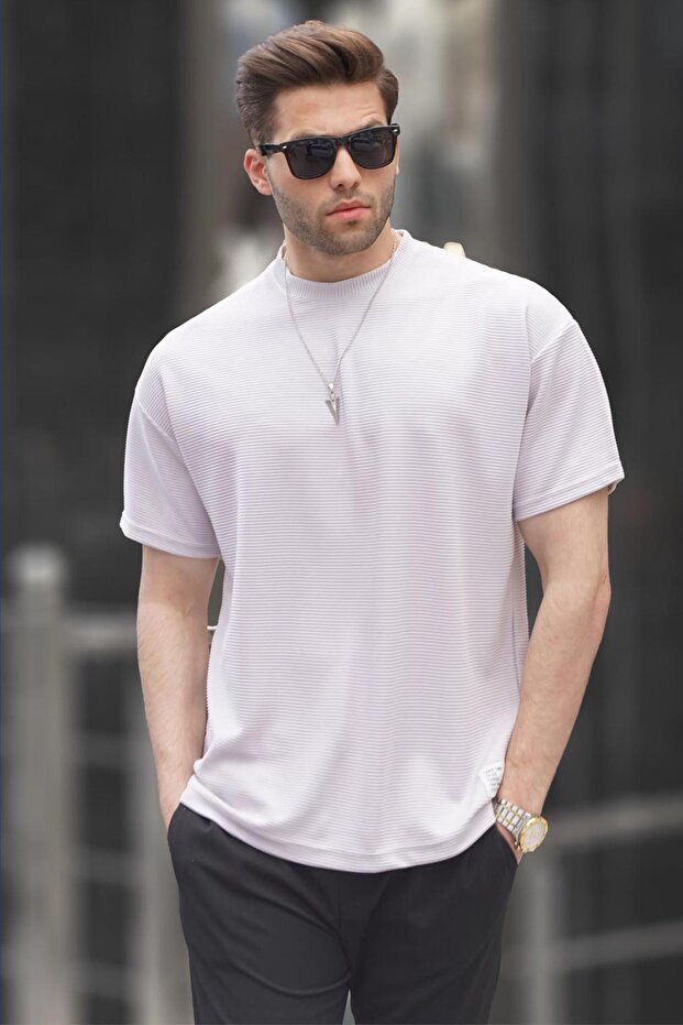 Boyalı Gri Oversize Basic Erkek Tişört 6127 - 1