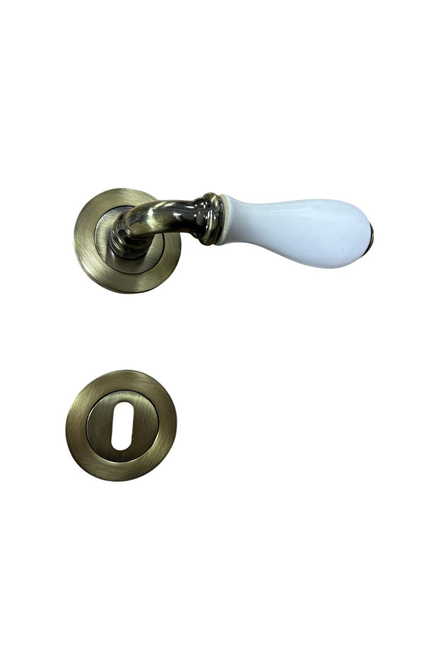 Dooraks Rosette Porcelain Door Handle Antique Yellow Room