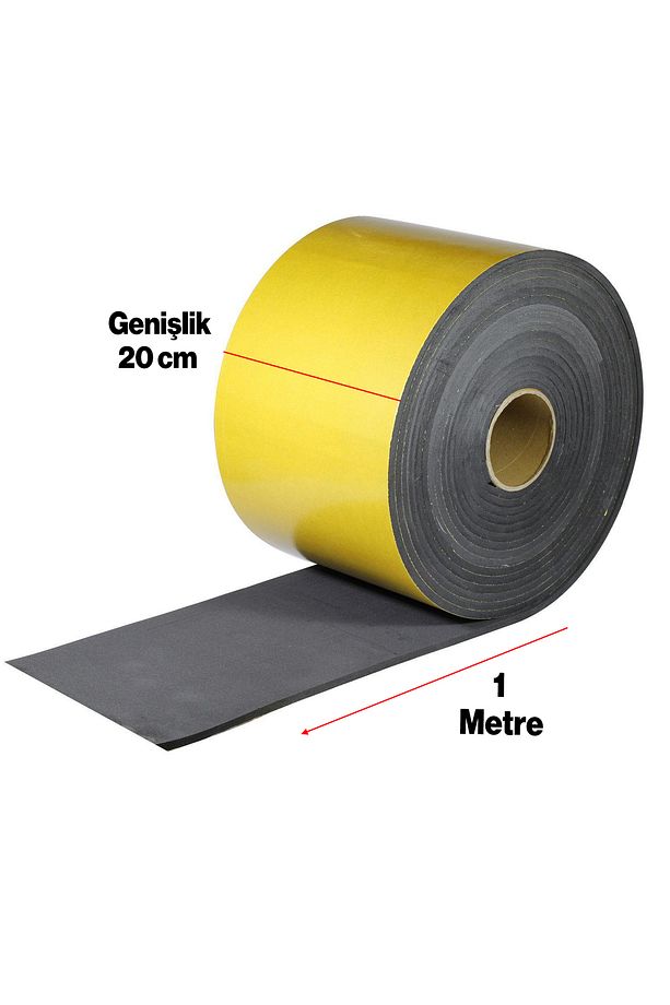 Yapışkanlı (5 MM EN:20 CM X 1 MT) Oto Araç Motor Ses Isı Yalıtım Izolasyon Bandı Kauçuk Sünger - 3