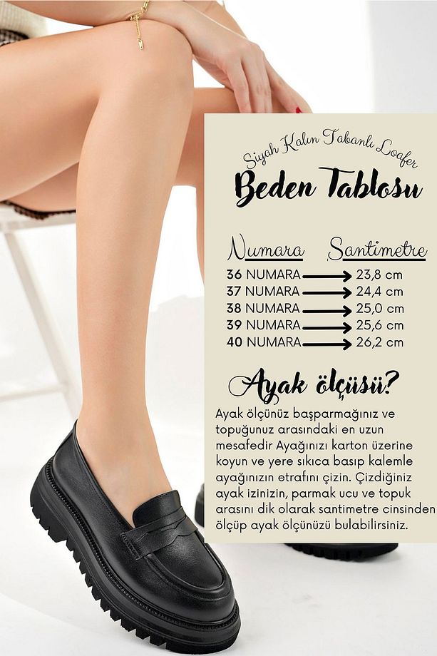 Siyah Hakiki Deri Kalın Tabanlı Kadın Loafer Ayakkabı Platform loafer Yüksek Taban Mokasen Ayakkabı - 7