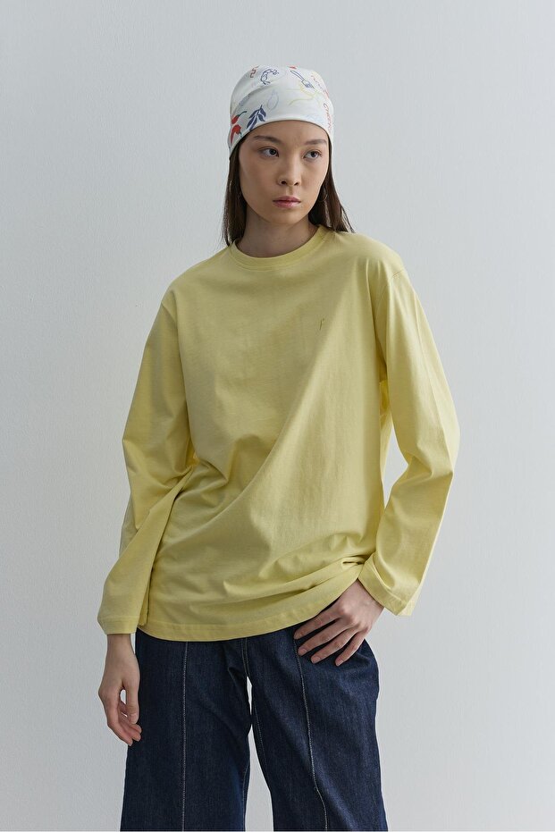 Uzun Kollu Basic Sweat Sarı - 3