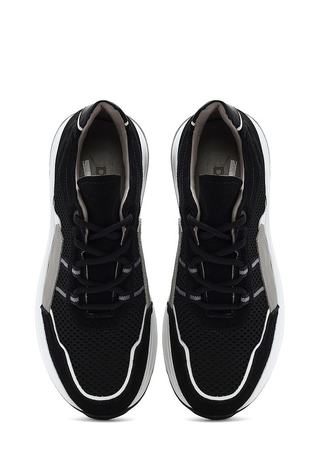 Erkek Siyah Bağcıklı Kalın Tabanlı Deri Sneaker 25SFD795014 - 7