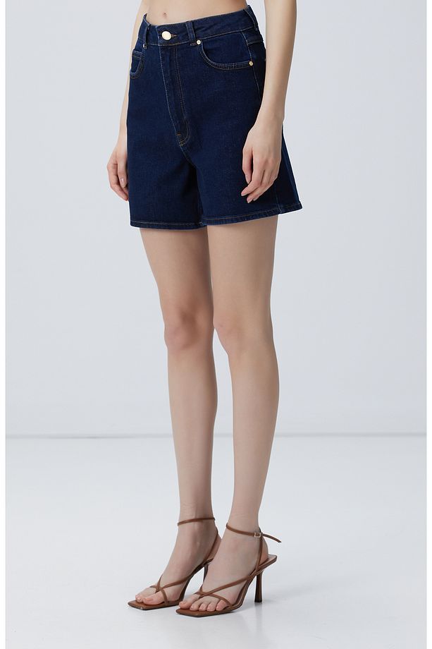 Lacivert Kısa Denim Şort - 3