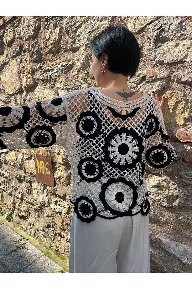 Kadın Örgü Bluz, Bohem Bluz, Yazlık Salaş Bluz, Şık ve Rahat Üst, Boho Tarz Bluz - 8