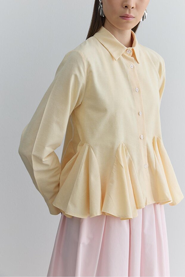 Godeli Kısa Gömlek Sarı - 5