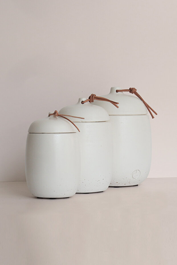 Rome Set of 3 Concrete Jars - Salt, Coffee, Sugar, Tea, Spice Storage Container - 6