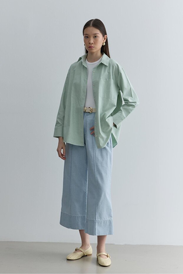 Çapraz Pileli Basic Gömlek Açık Yeşil - 3