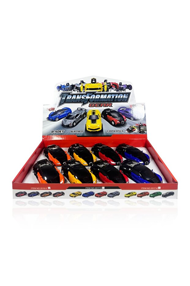 Transformers Robot Çek Bırak Kendiliğinden Robota Dönüşen Bugatti Araba Mavi - 2