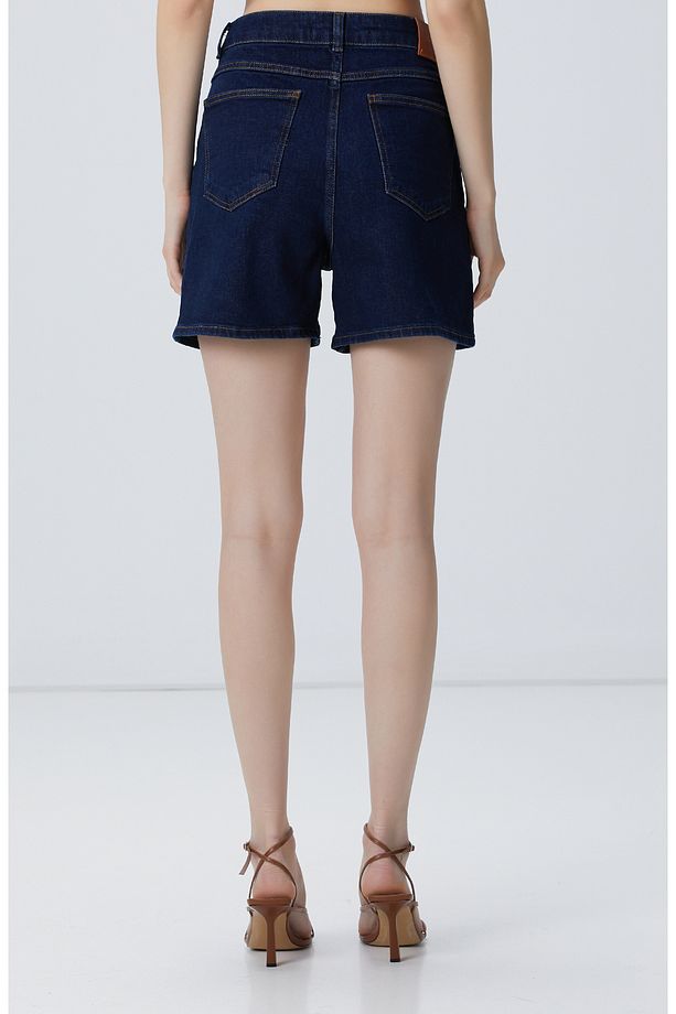 Lacivert Kısa Denim Şort - 5