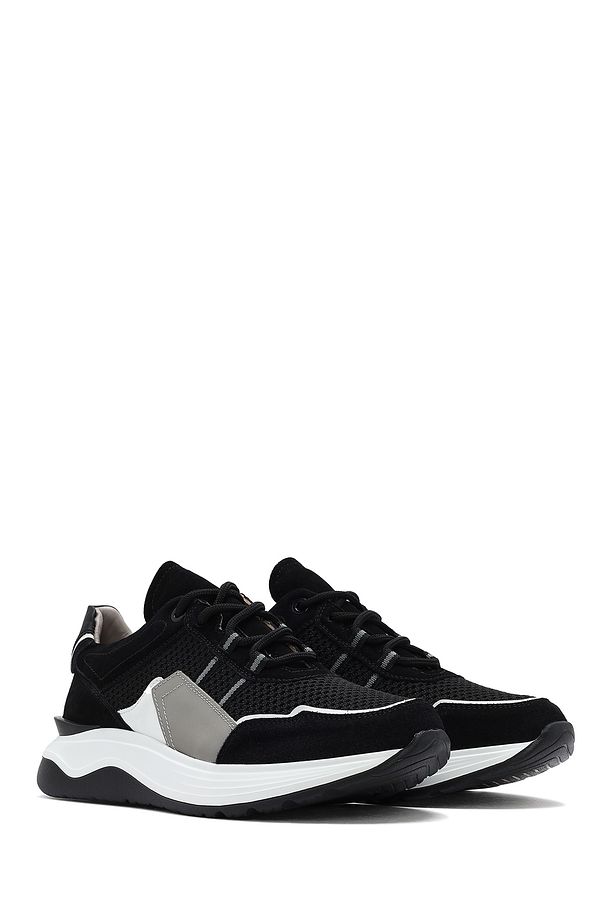 Erkek Siyah Bağcıklı Kalın Tabanlı Deri Sneaker 25SFD795014 - 3