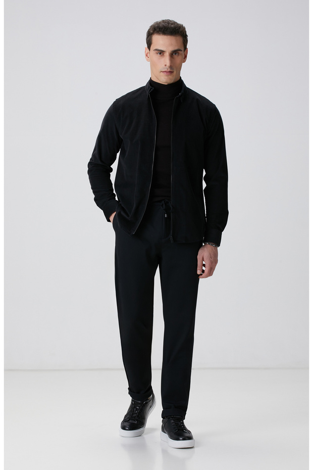 Siyah Dokuma Pantolon - 1