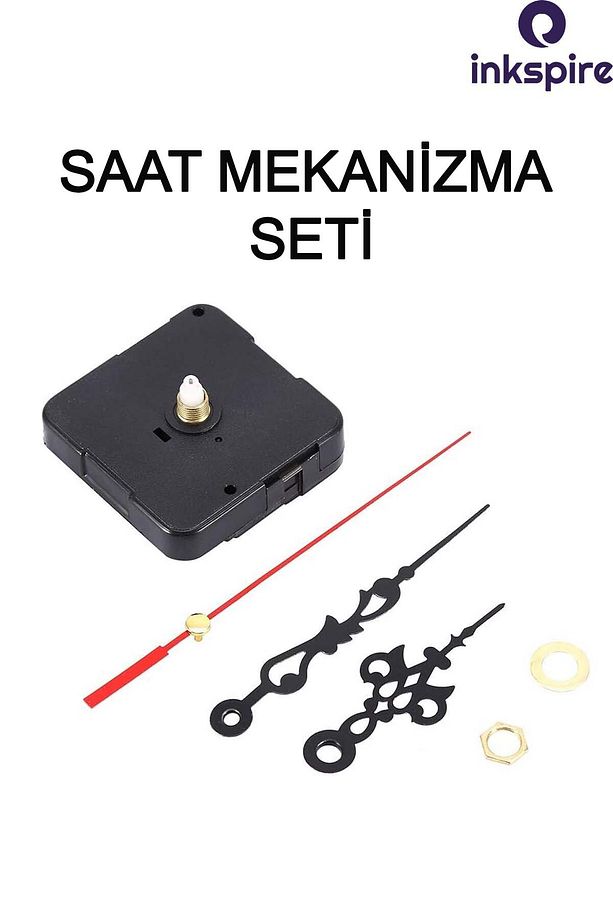 Saat Mekanizma Seti 1 Paket Duvar Saati Göbeği Sessiz Akrep Yelkovan Saniye Seti Şaft 10 mm Pilli Sa - 1
