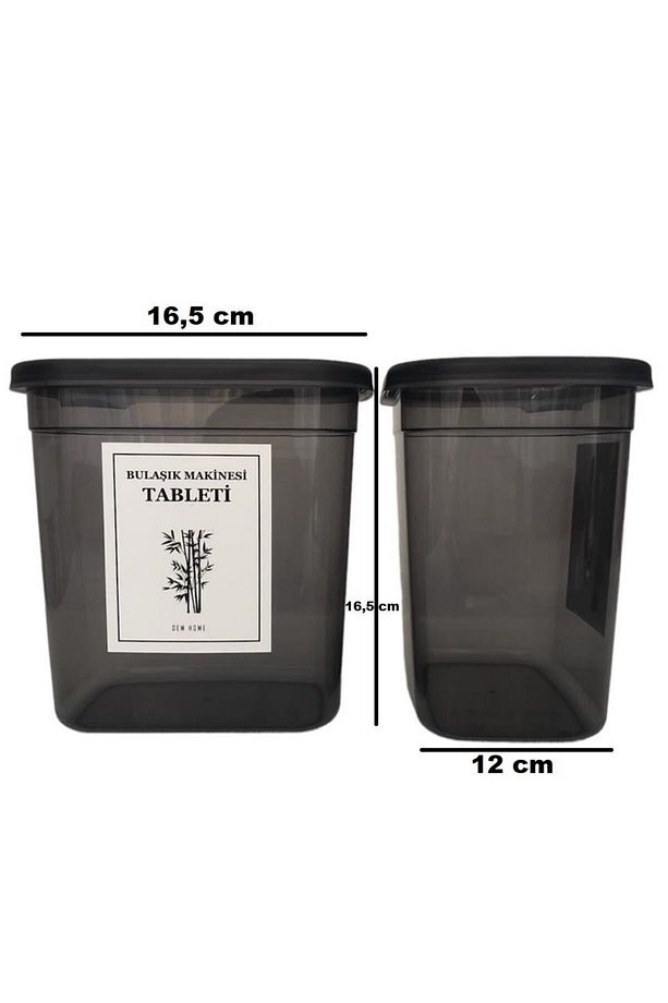 2'li Antrasit Bulaşık Makinası Tableti Ve Tuzu Kabı Deterjan Kutusu Saklama Kabı 2000 Ml - 3