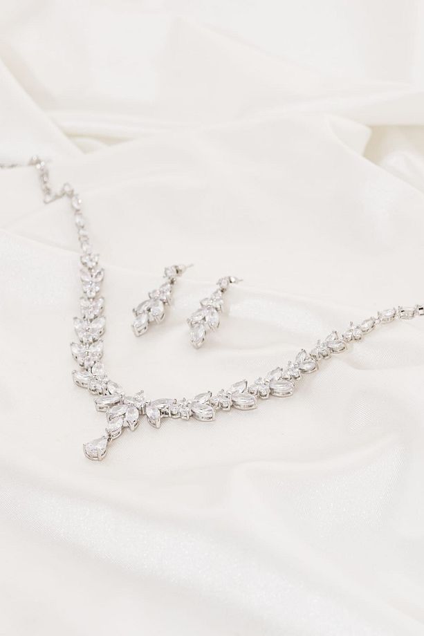 Grace Min Zirkon Taşlı Takı Seti Kolye Küpe Hediye Set Düğün Takı Seti - 5