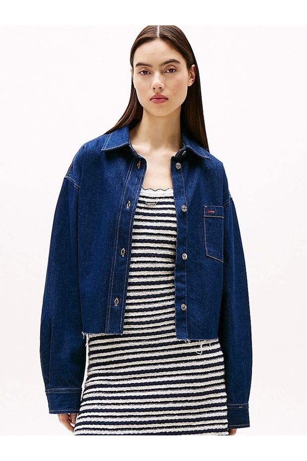 Tommy Hilfiger Crp Denim Shirt Jckt Bi9056 Women Shirt Dw0Dw205671Bk