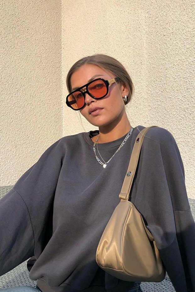 Füme Bisiklet Yaka Basic Sweatshirt MG1559 - 5