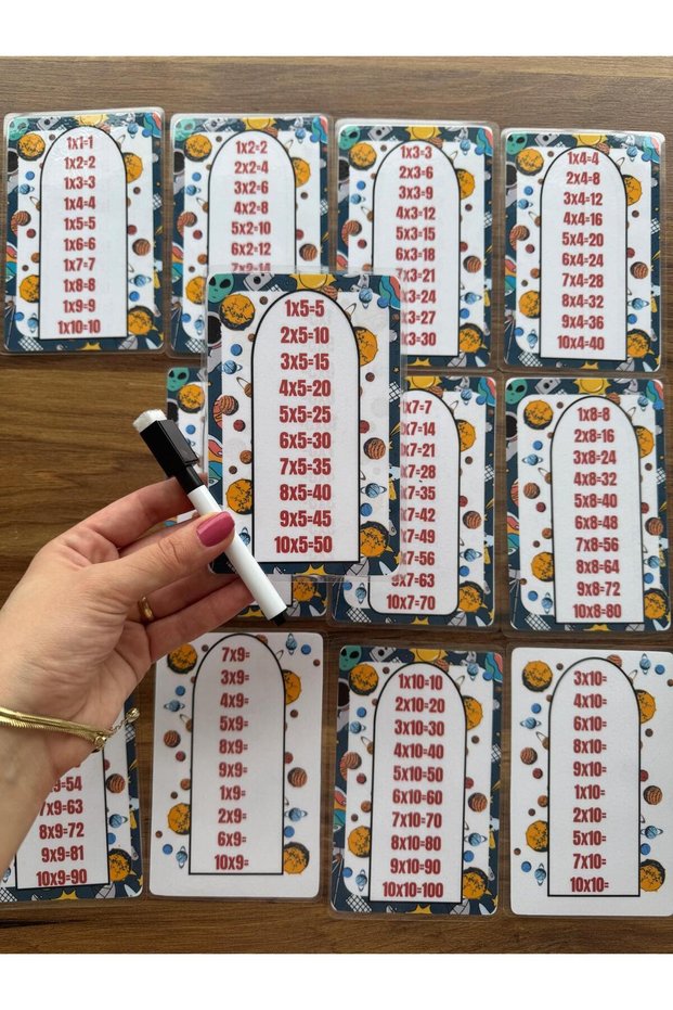 Space Summer Erase Multiplication Table Teaching Activity Cards, Tearless and Wearless Pen Gift