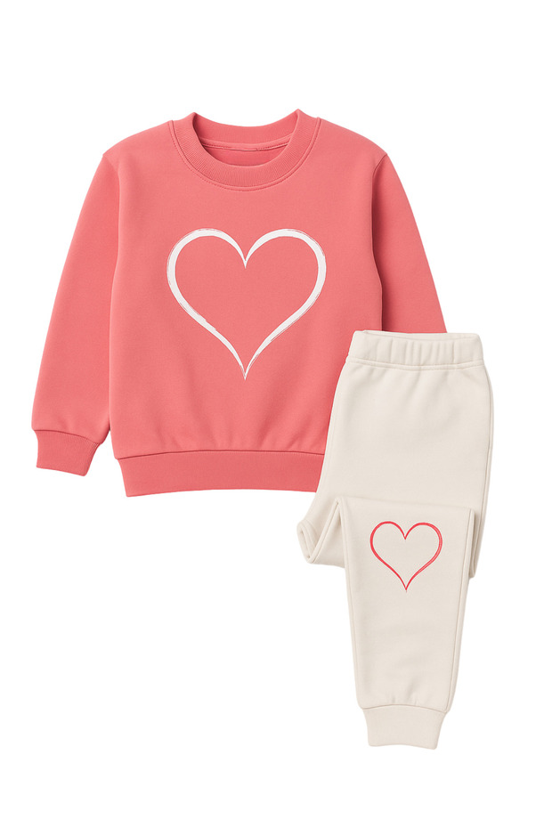 Devojčički pidžama set u obliku srca, roze - 2
