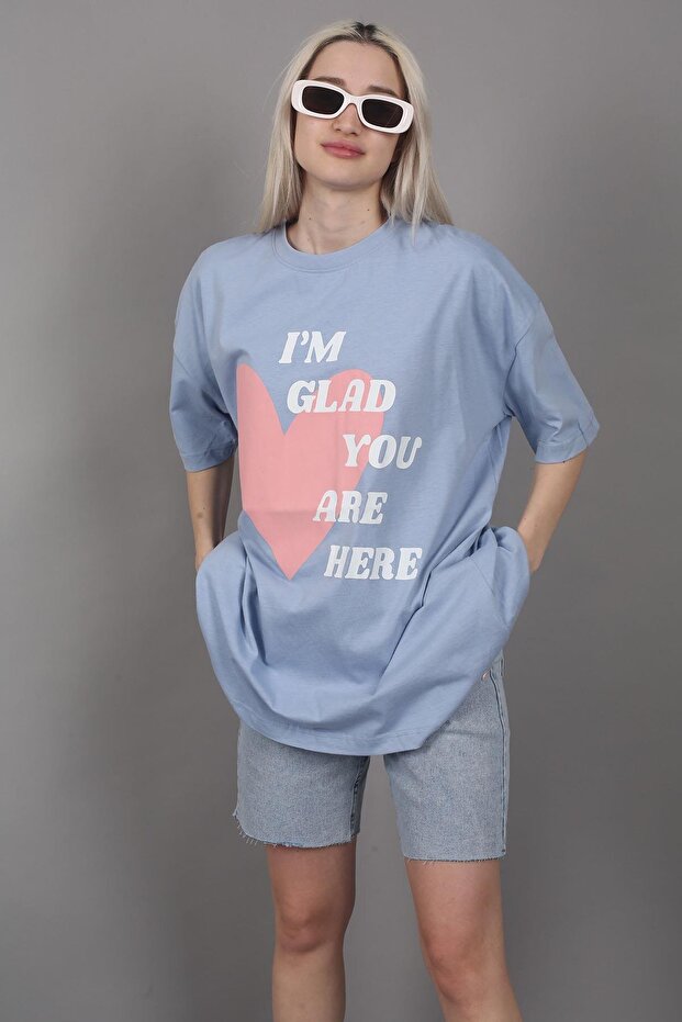 Mad Girls Blue Printed T-Shirt Mg1202