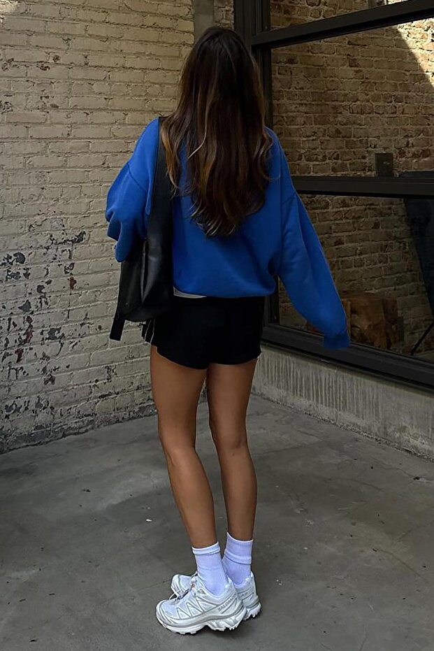 Saks Bisiklet Yaka Basic Sweatshirt MG1559 - 4