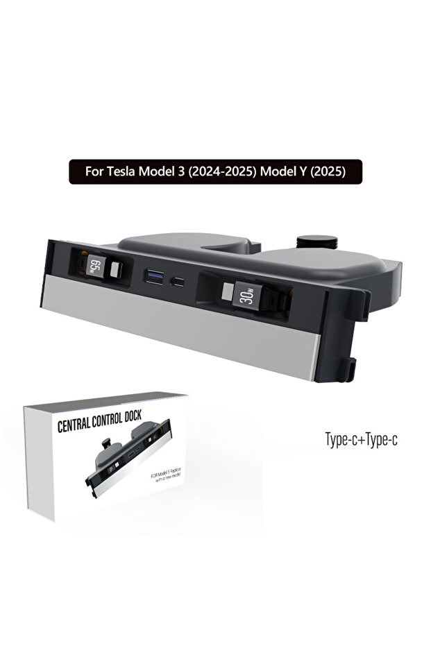 Type-C and Type-C For Tesla Model Y Juniper 2025 Retractable Center Console USB Hub Model 3 Highland - 1